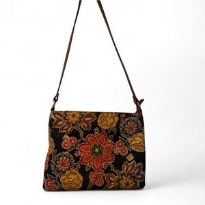 Vintage Floral Tapestry Style Bag with beaded designs